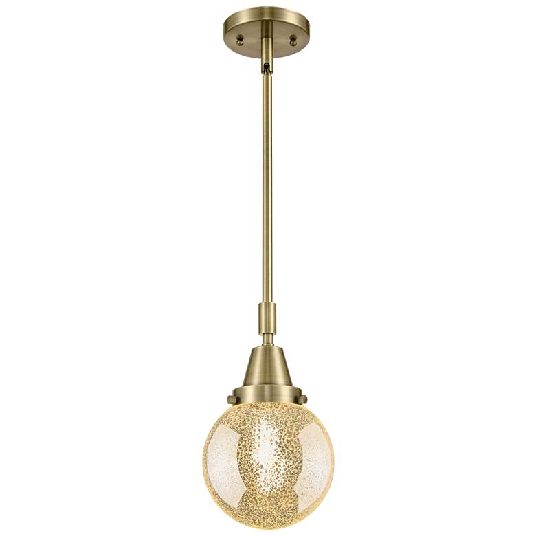 Image 1 Caden Beacon 6"W Antique Brass Stem Mini Pendant With Mercury Shade