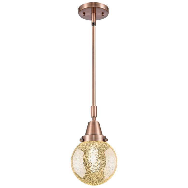 Image 1 Caden Beacon 6"W Antique Copper Stem Mini Pendant With Mercury Shade