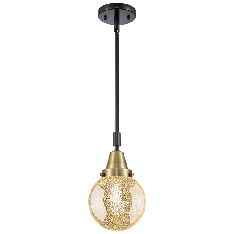 Image 1 Caden Beacon 6"W Black Brass Stem Mini Pendant With Mercury Shade