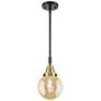 Caden Beacon 6"W Black Brass Stem Mini Pendant With Mercury Shade