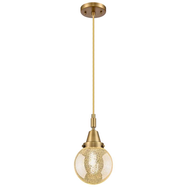 Image 1 Caden Beacon 6"W Brushed Brass Cord Mini Pendant With Mercury Shade