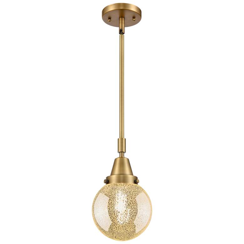 Image 1 Caden Beacon 6"W Brushed Brass Stem Mini Pendant With Mercury Shade