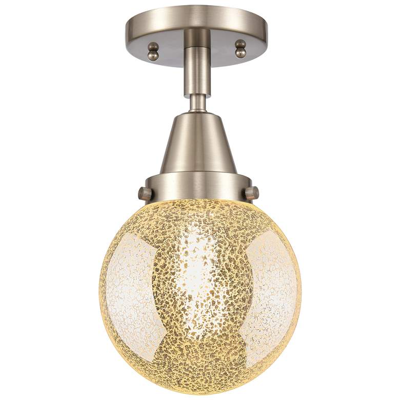 Image 1 Caden Beacon 6"W Brushed Satin Nickel Flush Mount With Mercury Shade