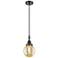 Caden Beacon 6"W Matte Black Cord Hung Mini Pendant With Mercury Shade