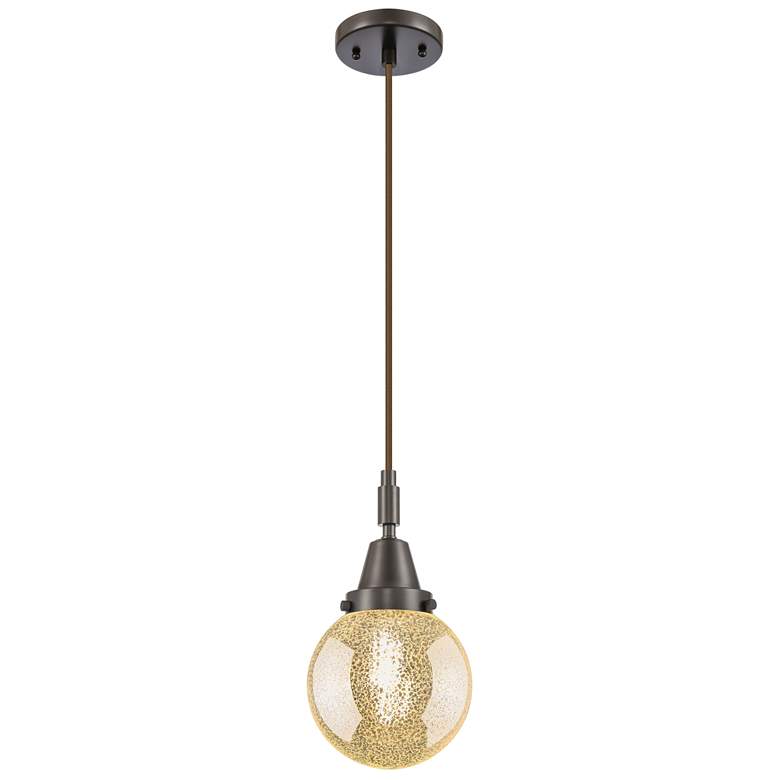 Image 1 Caden Beacon 6"W Oil Rubbed Bronze Cord Mini Pendant With Mercury Shade