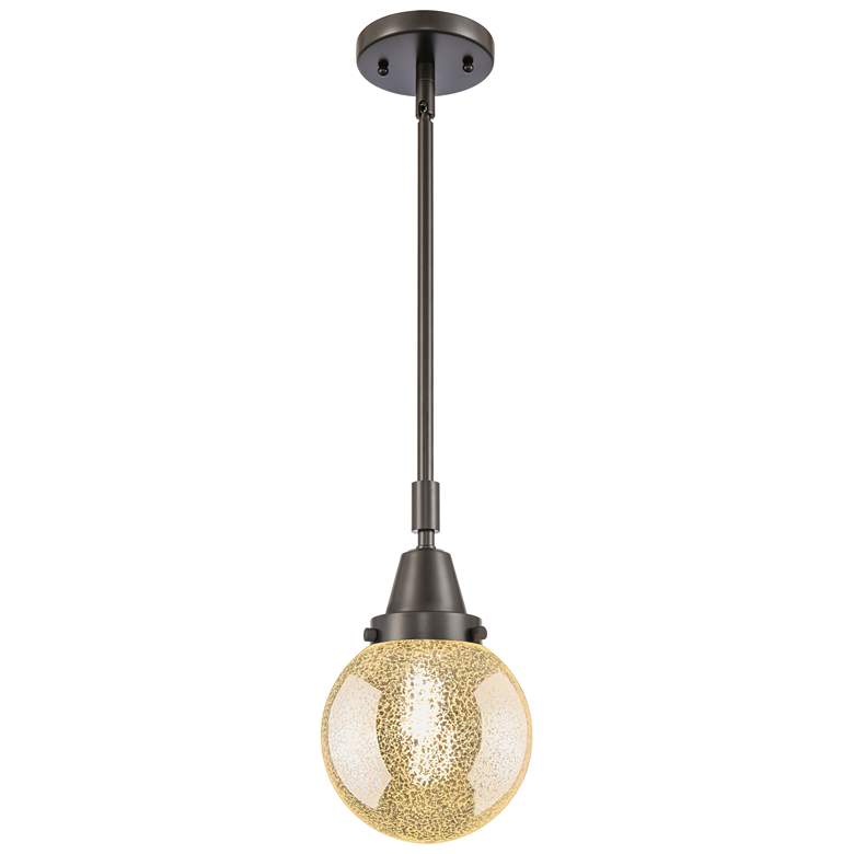 Image 1 Caden Beacon 6"W Oil Rubbed Bronze Stem Mini Pendant With Mercury Shade