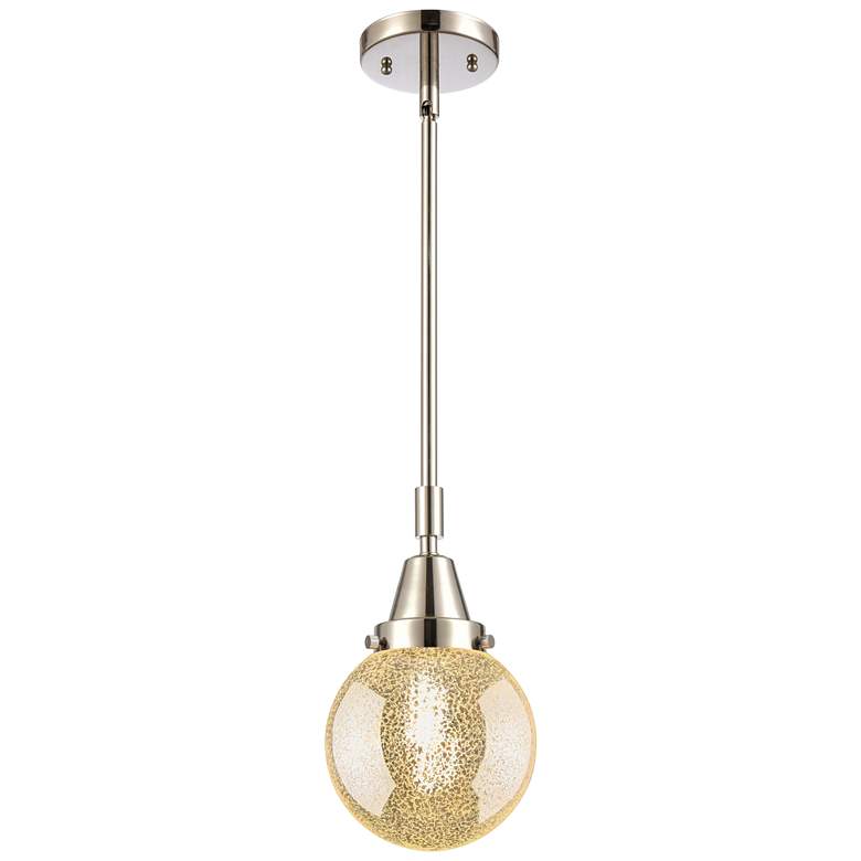 Image 1 Caden Beacon 6"W Polished Nickel Stem Mini Pendant With Mercury Shade