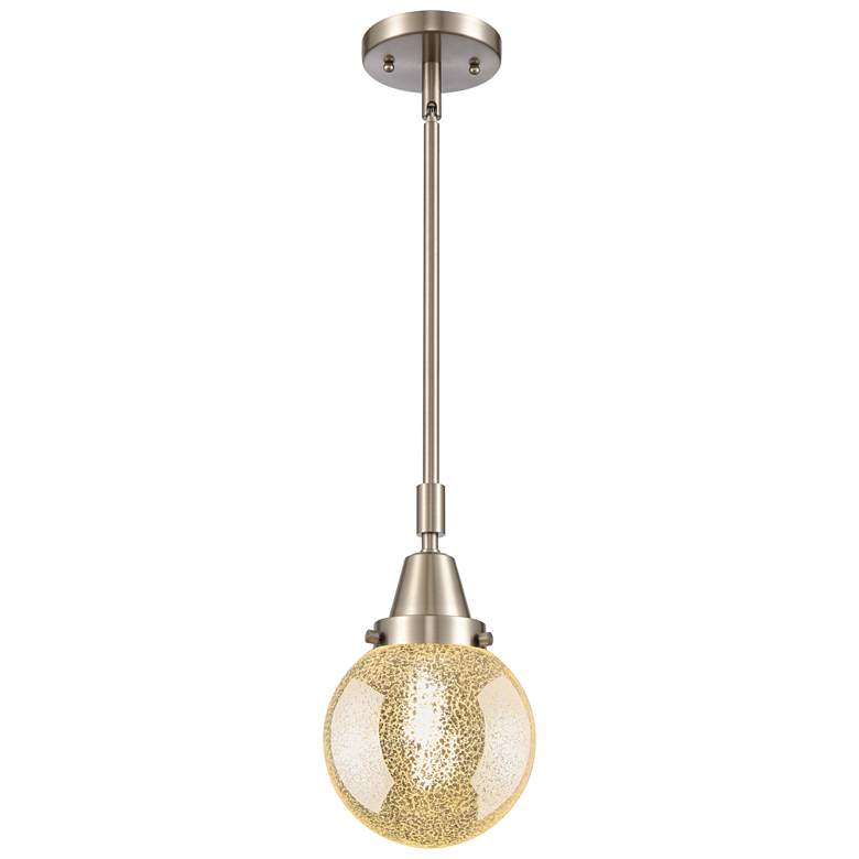 Image 1 Caden Beacon 6"W Satin Nickel Stem Mini Pendant w/ Mercury Shade