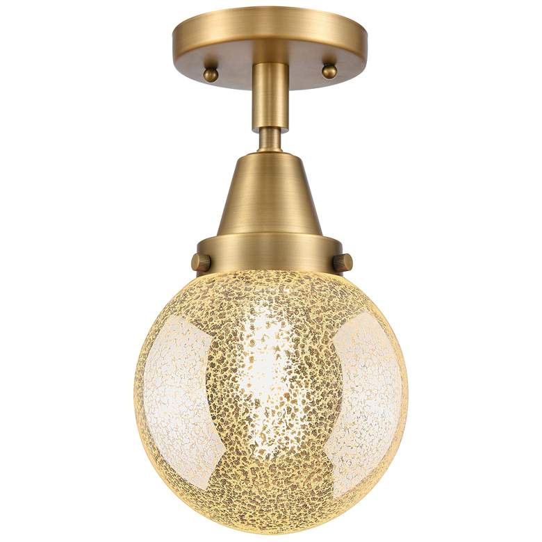 Image 1 Caden Beacon 6" Wide Brushed Brass Flush Mount With Mercury Shade