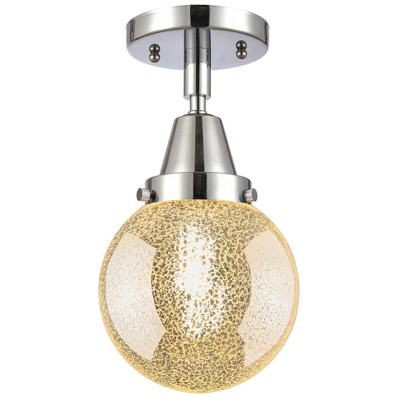 Image 1 Caden Beacon 6" Wide Polished Chrome Flush Mount With Mercury Shade