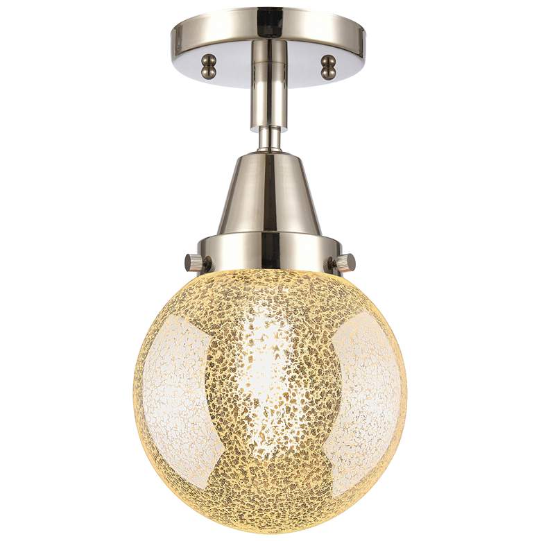 Image 1 Caden Beacon 6" Wide Polished Nickel Flush Mount With Mercury Shade