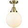 Caden Beacon 8" Flush Mount - Antique Brass - Matte White Shade