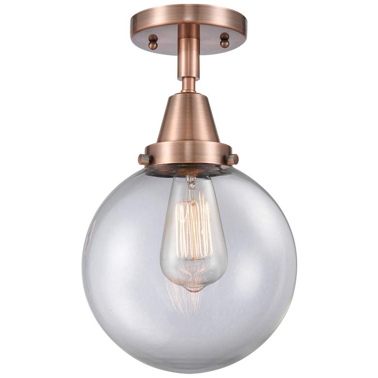 Image 1 Caden Beacon 8" Flush Mount - Antique Copper - Clear Shade