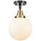 Caden Beacon 8" Flush Mount - Black Antique Brass - Matte White Shade