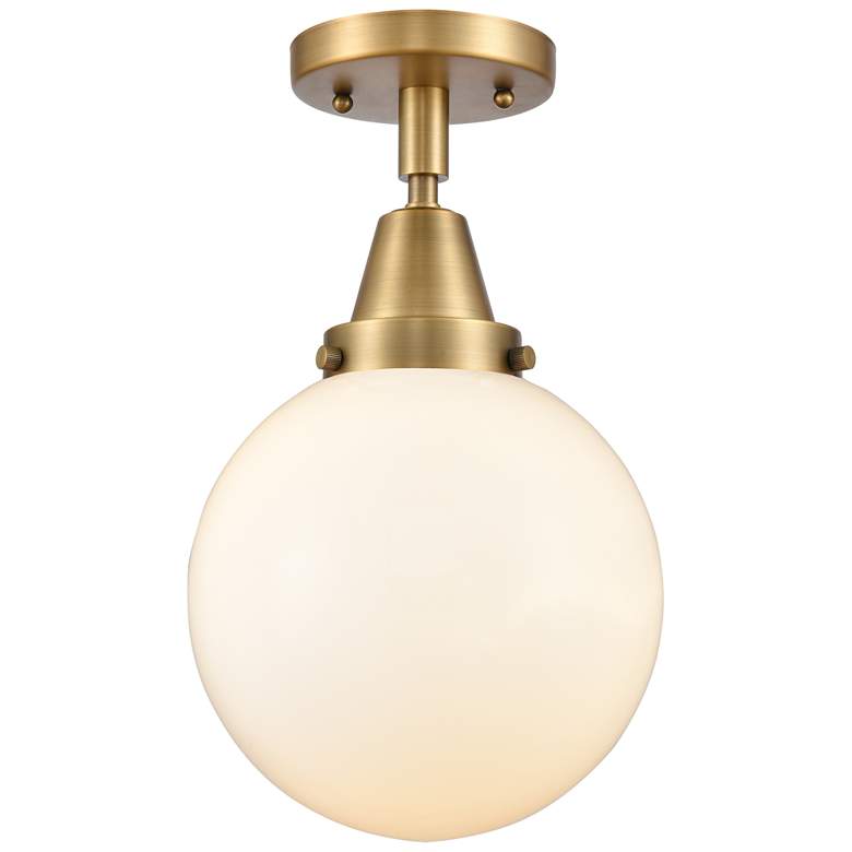 Image 1 Caden Beacon 8" Flush Mount - Brushed Brass - Matte White Shade