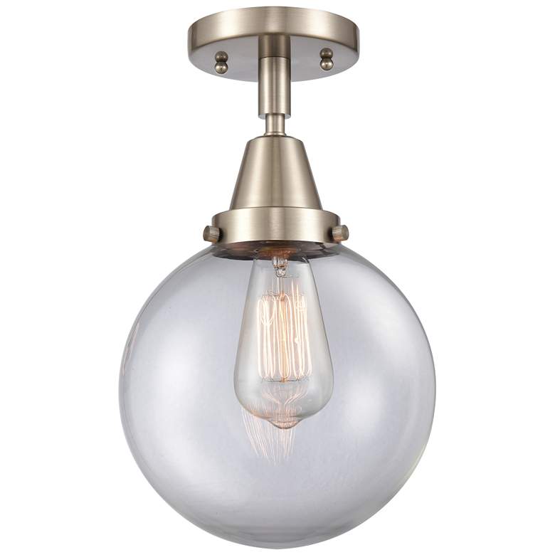 Image 1 Caden Beacon 8" Flush Mount - Brushed Satin Nickel - Clear Shade