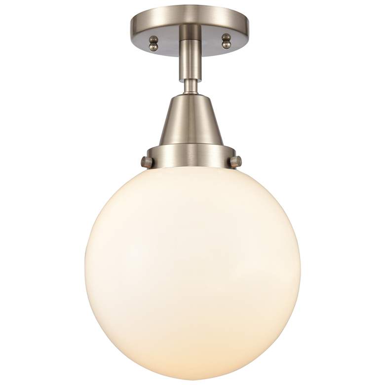 Image 1 Caden Beacon 8" Flush Mount - Brushed Satin Nickel - Matte White Shade