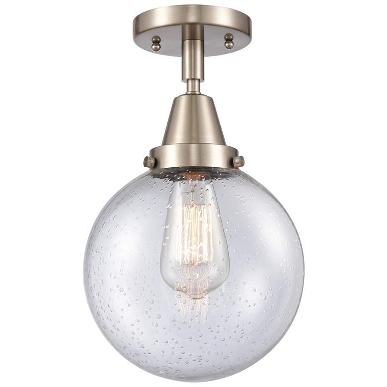 Image 1 Caden Beacon 8" Flush Mount - Brushed Satin Nickel - Seedy Shade