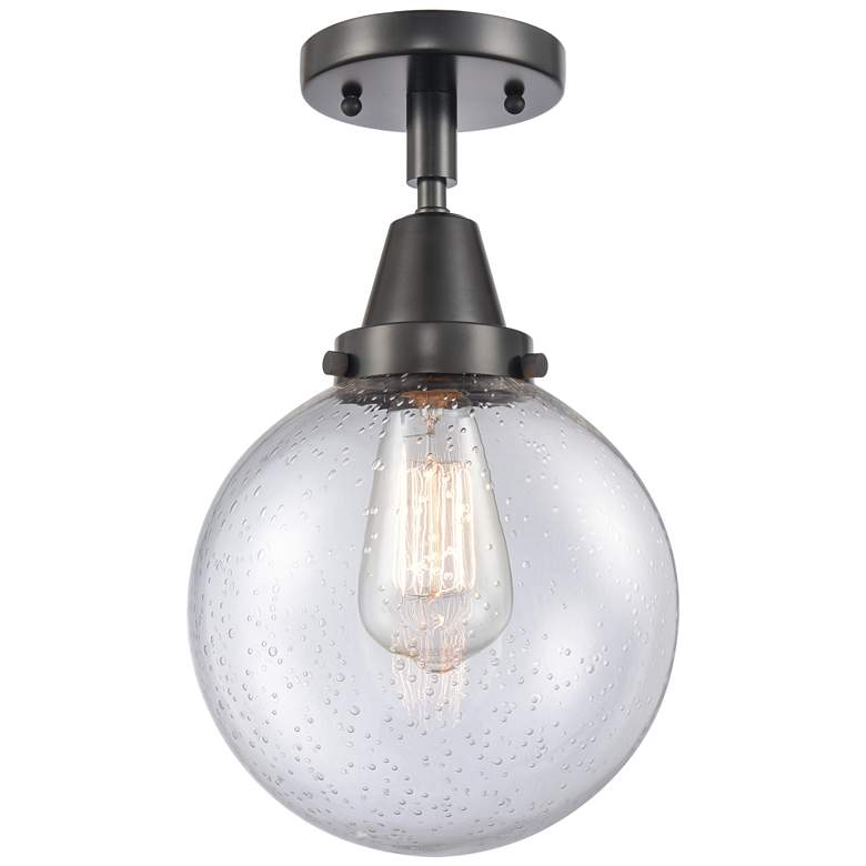 Image 1 Caden Beacon 8" Flush Mount - Matte Black - Seedy Shade