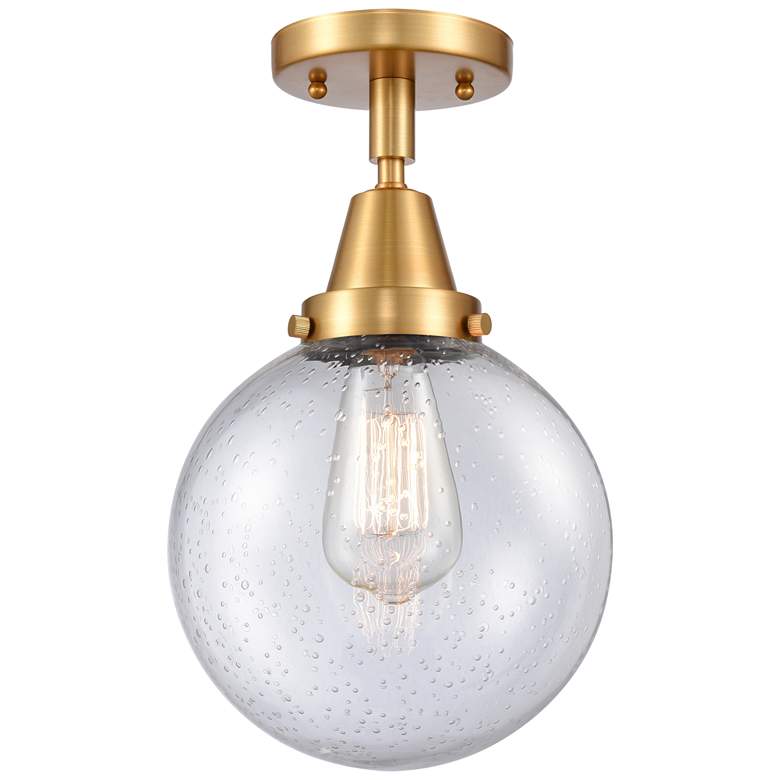 Image 1 Caden Beacon 8" Flush Mount - Satin Gold - Seedy Shade