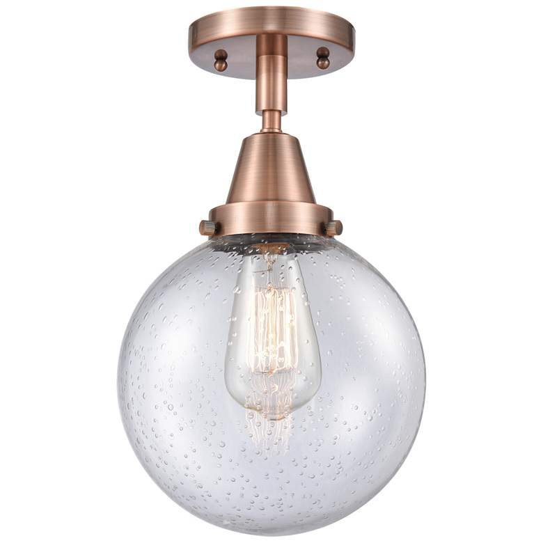 Image 1 Caden Beacon 8" LED Flush Mount - Antique Copper - Seedy Shade