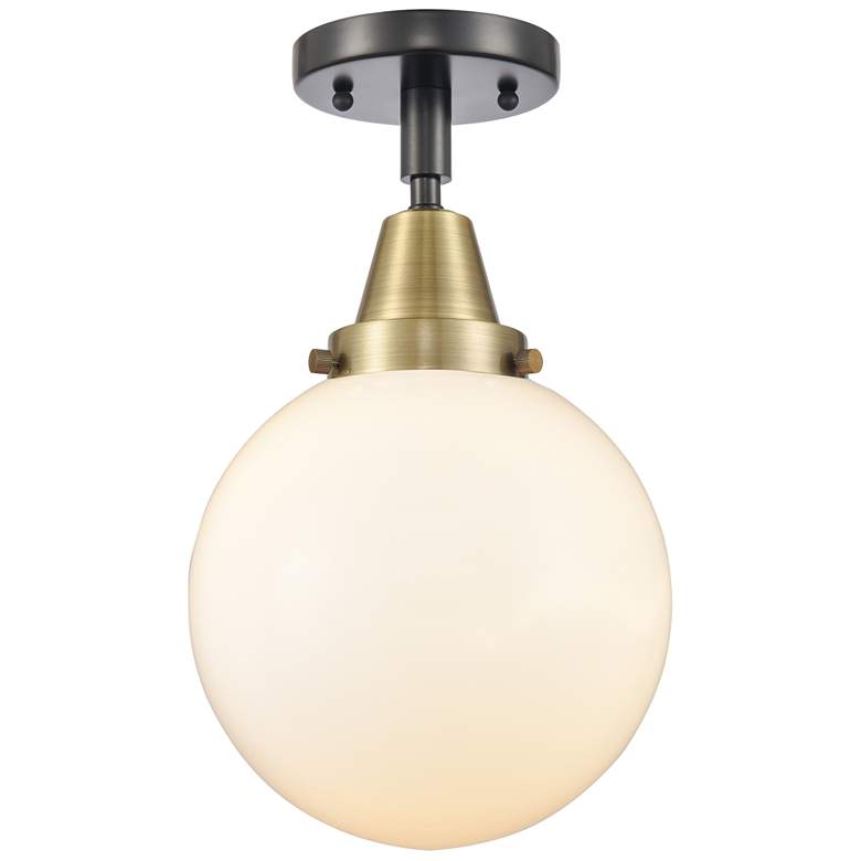 Image 1 Caden Beacon 8" LED Flush Mount - Black Antique Brass - Matte White Sh