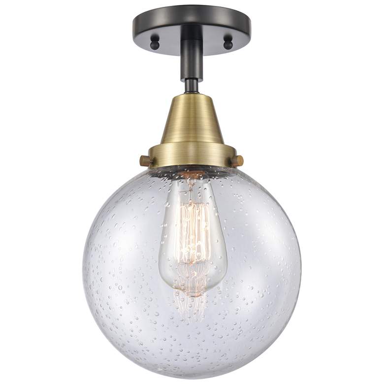 Image 1 Caden Beacon 8" LED Flush Mount - Black Antique Brass - Seedy Shade