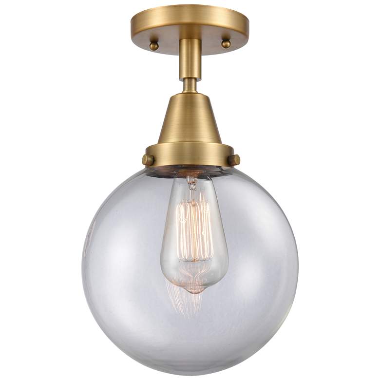 Image 1 Caden Beacon 8" LED Flush Mount - Brushed Brass - Clear Shade