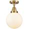 Caden Beacon 8" LED Flush Mount - Brushed Brass - Matte White Shade