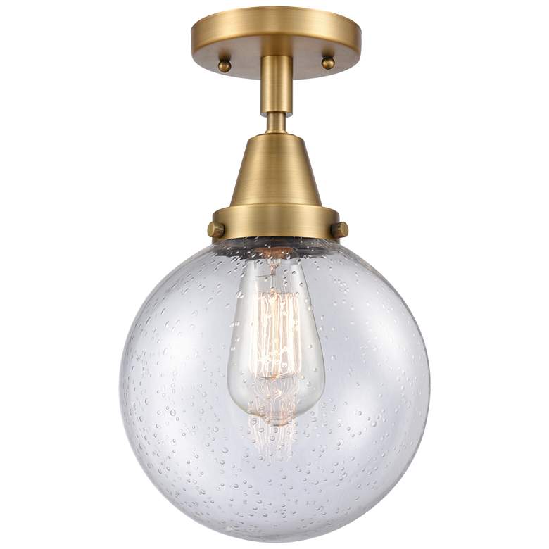 Image 1 Caden Beacon 8" LED Flush Mount - Brushed Brass - Seedy Shade