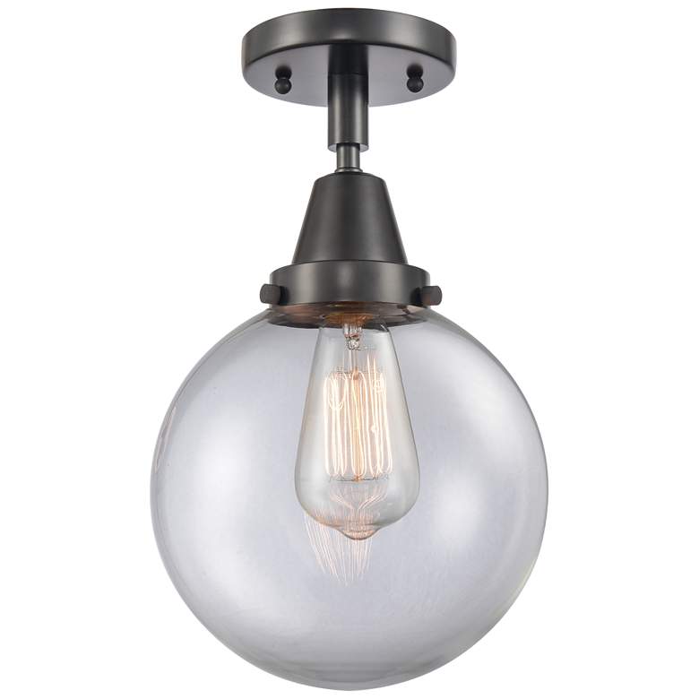 Image 1 Caden Beacon 8" LED Flush Mount - Matte Black - Clear Shade