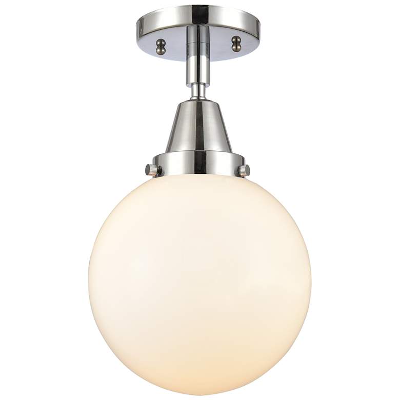 Image 1 Caden Beacon 8" LED Flush Mount - Polished Chrome - Matte White Shade