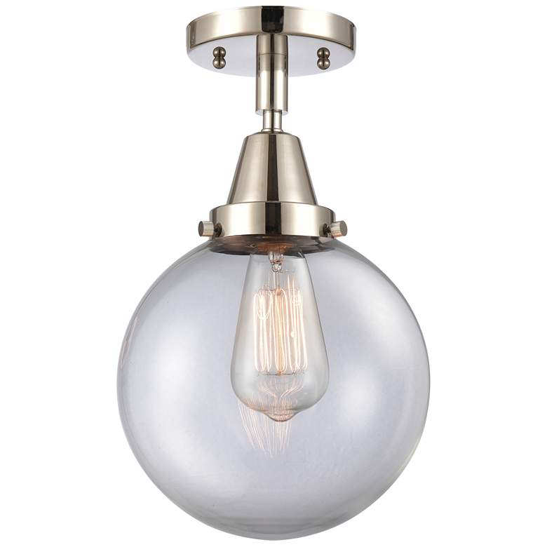 Image 1 Caden Beacon 8" LED Flush Mount - Polished Nickel - Clear Shade