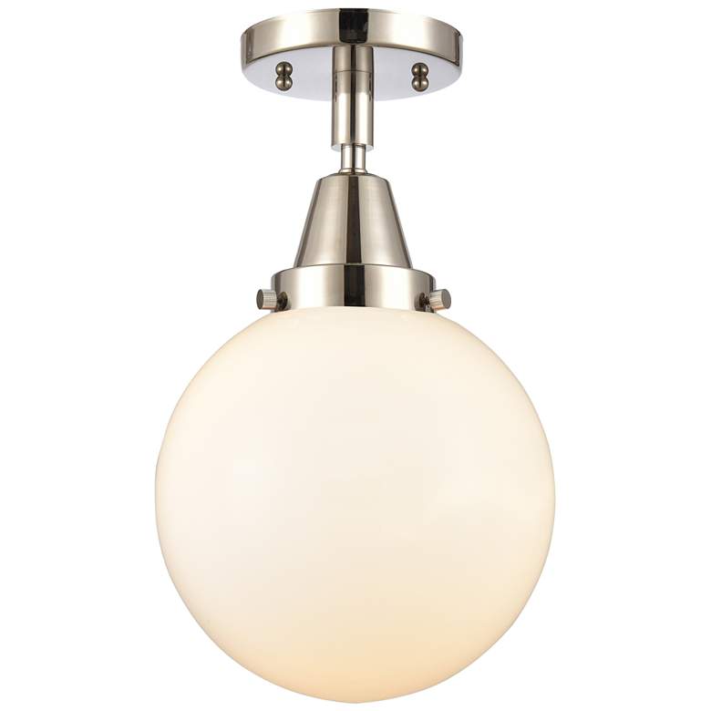 Image 1 Caden Beacon 8" LED Flush Mount - Polished Nickel - Matte White Shade