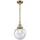Caden Beacon 8" Wide Antique Brass Stem Hung Mini Pendant w/ Seedy Sha
