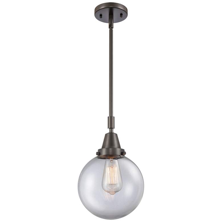 Image 1 Caden Beacon 8" Wide Bronze Stem Hung Mini Pendant w/ Clear Shade
