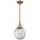 Caden Beacon 8" Wide Brushed Brass Stem Hung Mini Pendant w/ Clear Sha