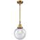 Caden Beacon 8" Wide Brushed Brass Stem Hung Mini Pendant w/ Seedy Sha