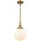 Caden Beacon 8" Wide Brushed Brass Stem Hung Mini Pendant w/ White Sha