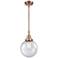 Caden Beacon 8" Wide Copper Stem Hung Mini Pendant w/ Seedy Shade