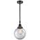 Caden Beacon 8" Wide Matte Black Stem Hung Mini Pendant w/ Clear Shade