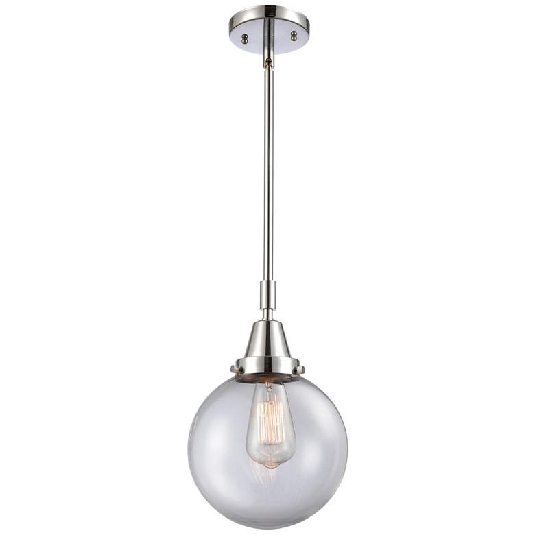 Image 1 Caden Beacon 8" Wide Polished Chrome Stem Hung Mini Pendant w/ Clear S