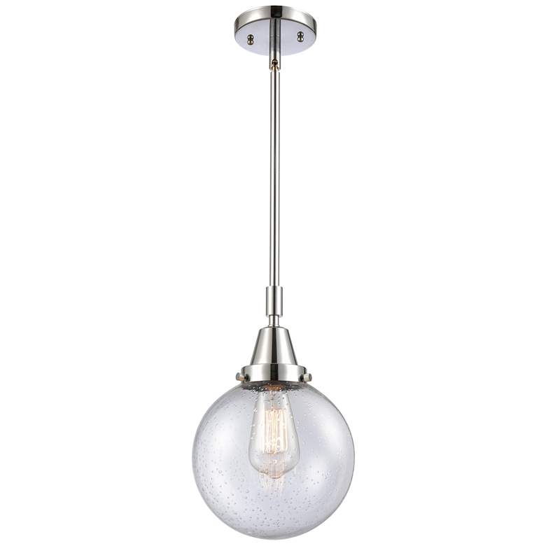 Image 1 Caden Beacon 8" Wide Polished Chrome Stem Hung Mini Pendant w/ Seedy S