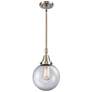 Caden Beacon 8"W Brushed Satin Nickel Stem Hung Mini Pendant w/ Clear