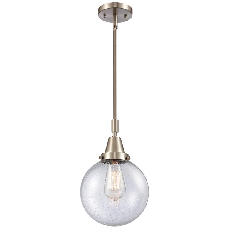 Image 1 Caden Beacon 8"W Brushed Satin Nickel Stem Hung Mini Pendant w/ Seedy