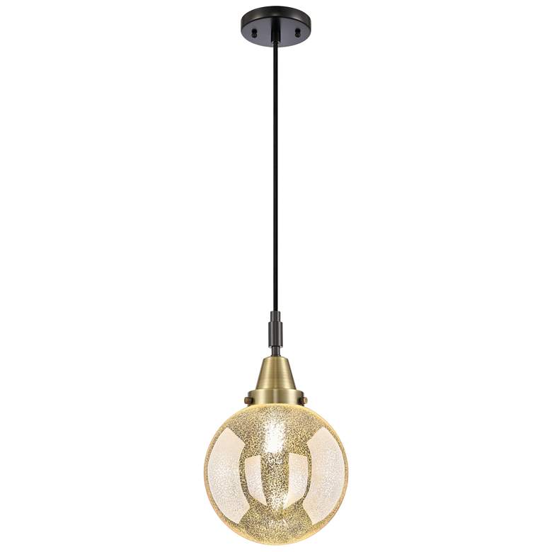 Image 1 Caden Beacon 8"W Black Brass Cord Mini Pendant With Mercury Shade