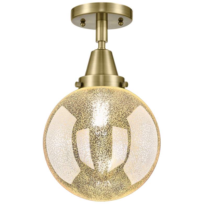 Image 1 Caden Beacon 8" Wide Antique Brass Flush Mount With Mercury Shade
