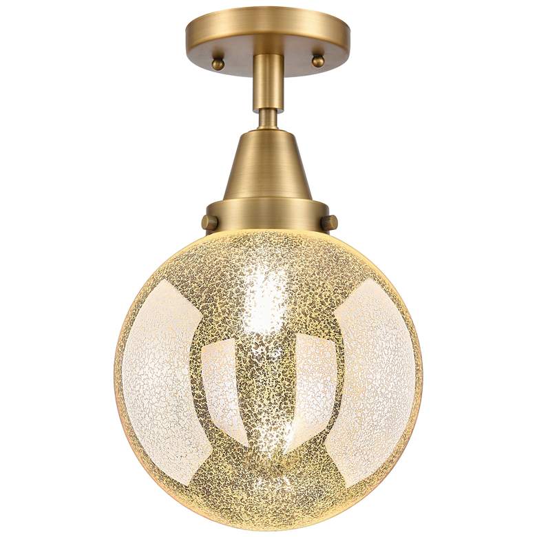 Image 1 Caden Beacon 8" Wide Brushed Brass Flush Mount With Mercury Shade