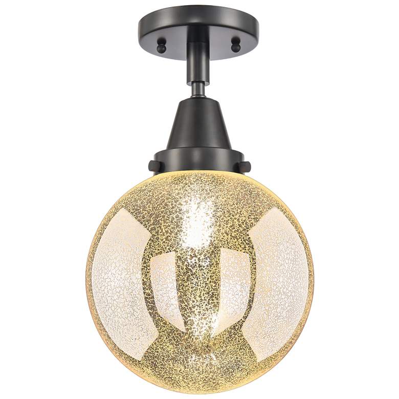 Image 1 Caden Beacon 8" Wide Matte Black Flush Mount With Mercury Shade