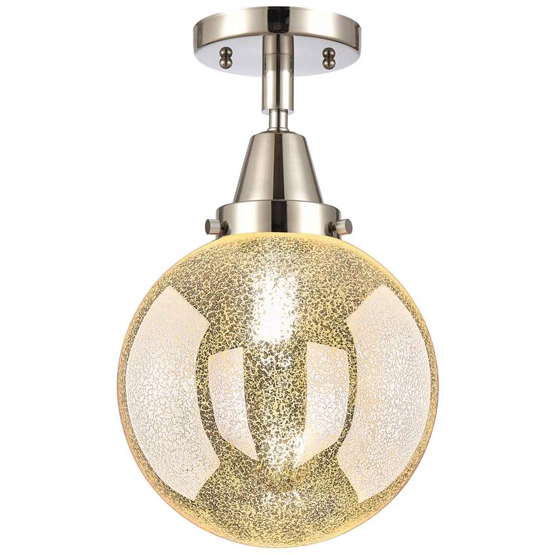Image 1 Caden Beacon 8" Wide Polished Nickel Flush Mount With Mercury Shade